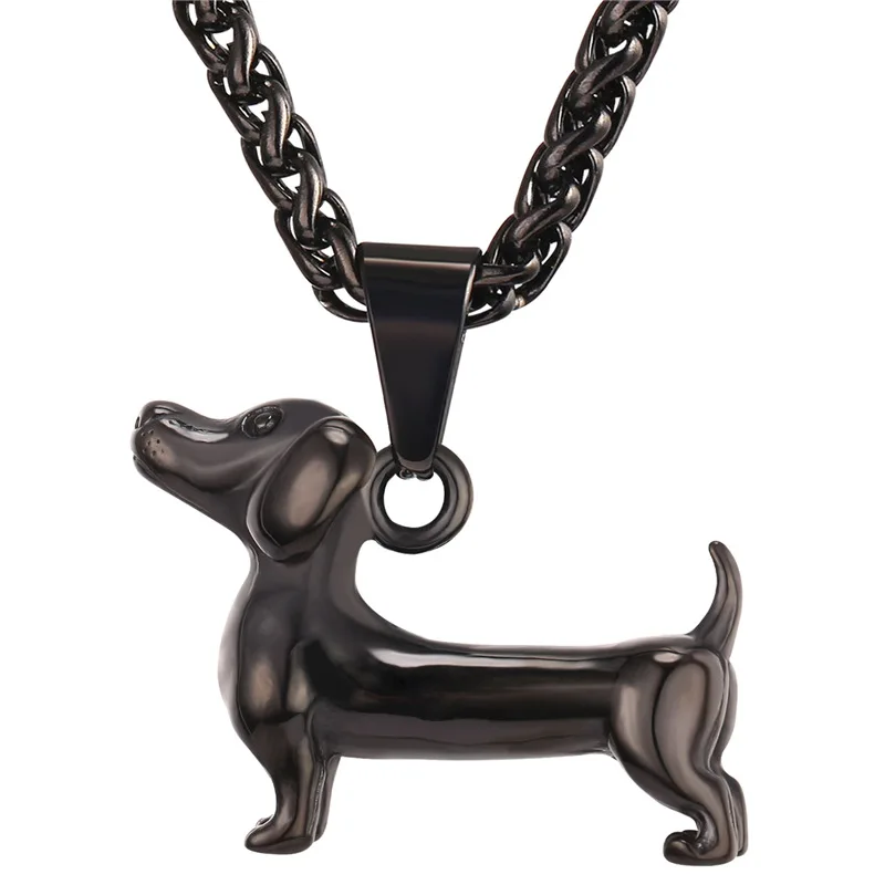 U7 Hondenketting | Schattige Teckel Hanger | 316L Roestvrijstaal | Goud of Zilver | Unisex Sieraad | 50+5cm Schakelketting | Perfect Cadeau voor Hondenliefhebbers