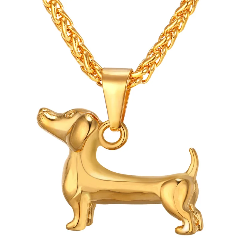 U7 hondenketting | RVS ketting met teckel hanger | Goud of zilver | Unisex dieren sieraden | Perfect cadeau voor hondenliefhebbers | 50+5cm verstelbaar