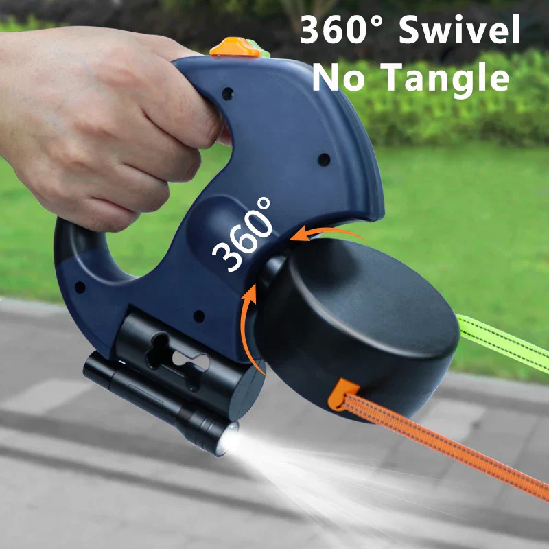 Uittrekbare Dubbele Lijn voor Kleine Huisdieren tot 8 kg | 3m Reflecterende Nylon Lijnen | 360° Draaibaar Anti-Klit Systeem | Ingebouwd LED-Licht & Onafhankelijk Remsysteem - Image 4