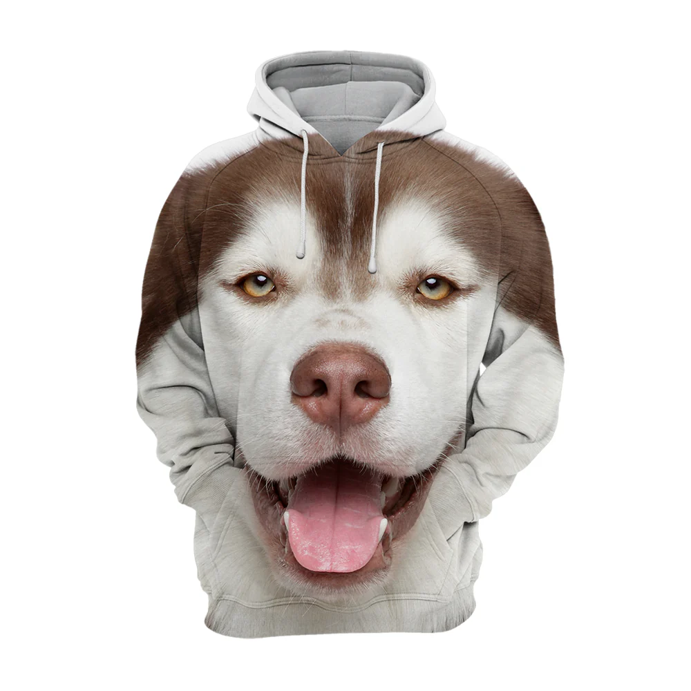 Unisex Hoodie voor Hondenliefhebbers | Bruin Alaskan Husky Design | Premium Polyester Katoen Mix | Zachte Aanraking | Verkrijgbaar in Maten S-4XL | Hoogwaardige Print | Comfortabel en Duurzaam