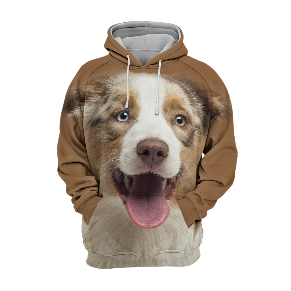 Australian Shepherd Print Sweater | Warme Hoodie Voor Dierenliefhebbers | Unisex | Comfortabele Pasvorm | Hoge Kwaliteit Print | Maten S-4XL | Polyester en Katoen Mix