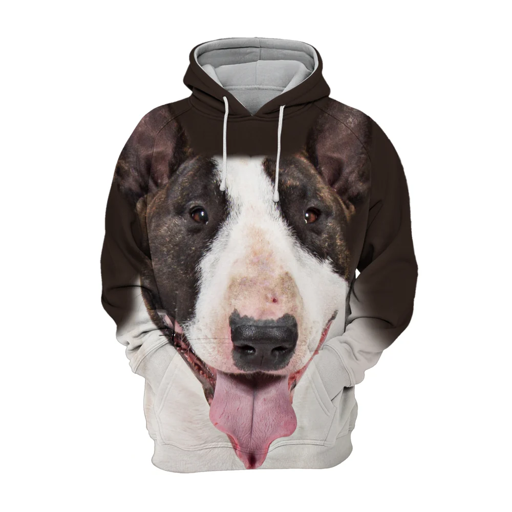 Stijlvolle Unisex Hoodie | Bull Terrier Print | Premium Polyester en Katoen | Diverse Maten S-4XL | Comfort en Duurzaamheid | Hoge Resolutie Print | Tweezijdig Stretchmateriaal