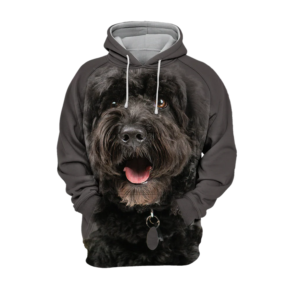 Zwarte Unisex Hoodie met Hondenprint | Diverse Maten | Polyester & Katoen | Comfortabel & Duurzaam