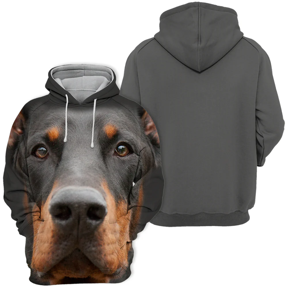 Unisex Zwarte Hoodie voor Hondenliefhebbers | Doberman Design | Zachte Stof | Hoge Resolutie Print | Verkrijgbaar in Maten S tot 4XL - Image 2