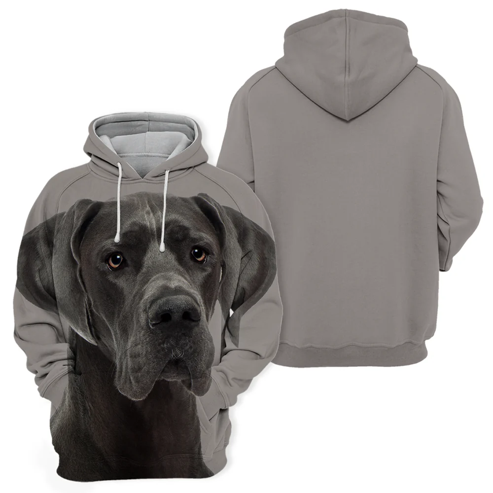 Grote Deense Hond | Unisex Dierenliefhebbers Hoodie | Zacht en Comfortabel | Beschikbaar in S-4XL | Polyester en Katoen Mix | Hoge Resolutie Print | Grafisch Ontwerp | Ideaal voor Jassen of Broeken - Image 2
