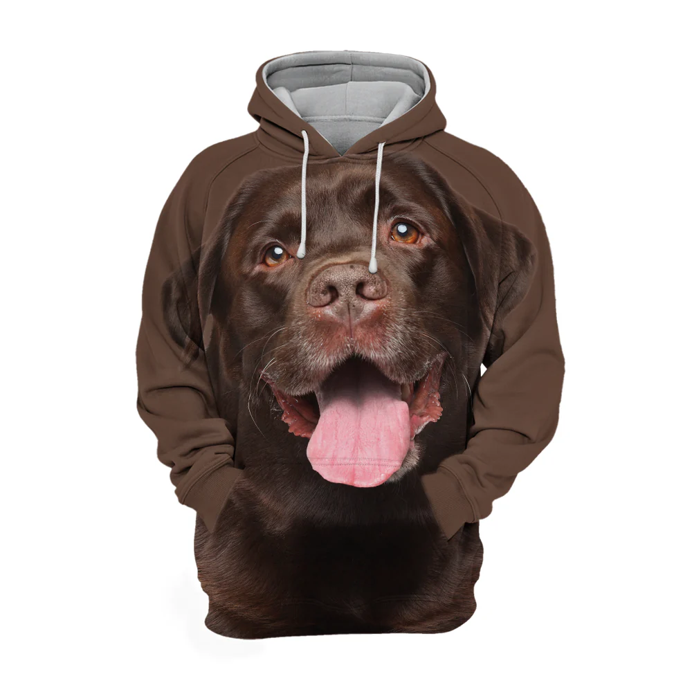 Duurzame Hondenprint Hoodie | Chocoladekleur | Unisex | Comfortabel Stretchmateriaal | Maat S-4XL | Polyester-Katoen Mix