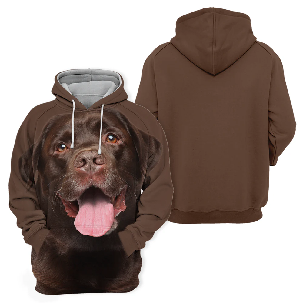 Duurzame Hondenprint Hoodie | Chocoladekleur | Unisex | Comfortabel Stretchmateriaal | Maat S-4XL | Polyester-Katoen Mix - Image 2