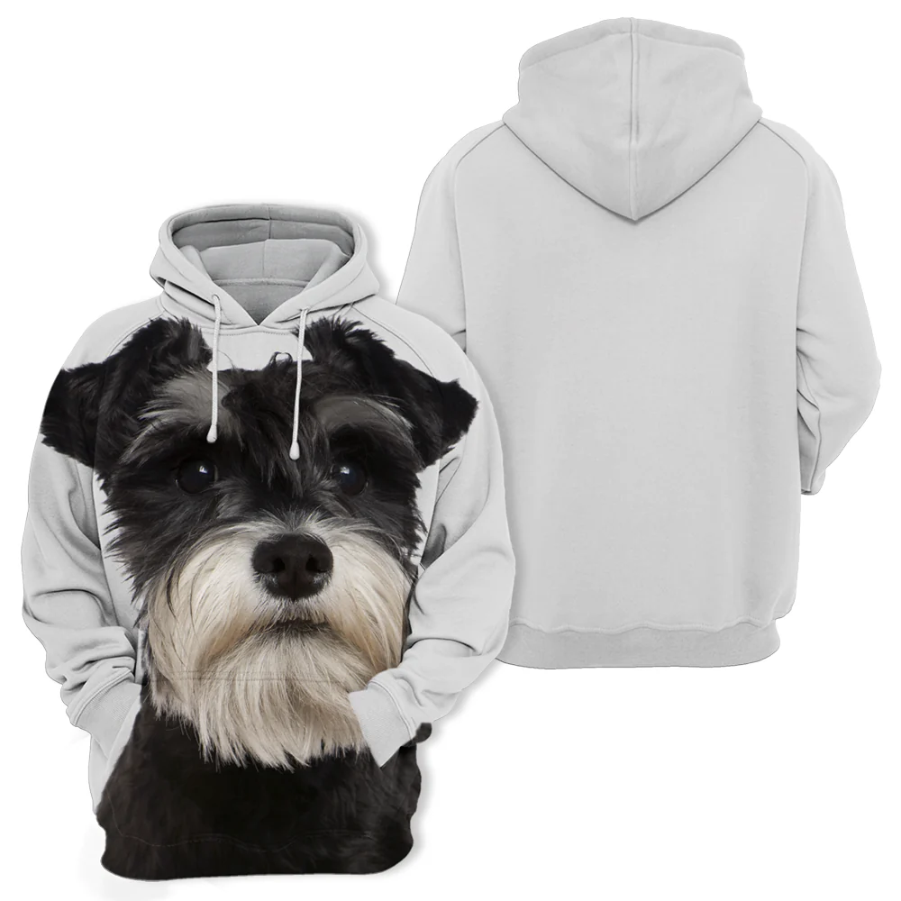 Unisex Hoodie | Zwart | Verkrijgbaar in S-4XL | Comfortabele Polyester/Katoen Mix | Perfecte Pasvorm | Hoge Resolutie Print | Miniatuur Schnauzer Design - Image 2