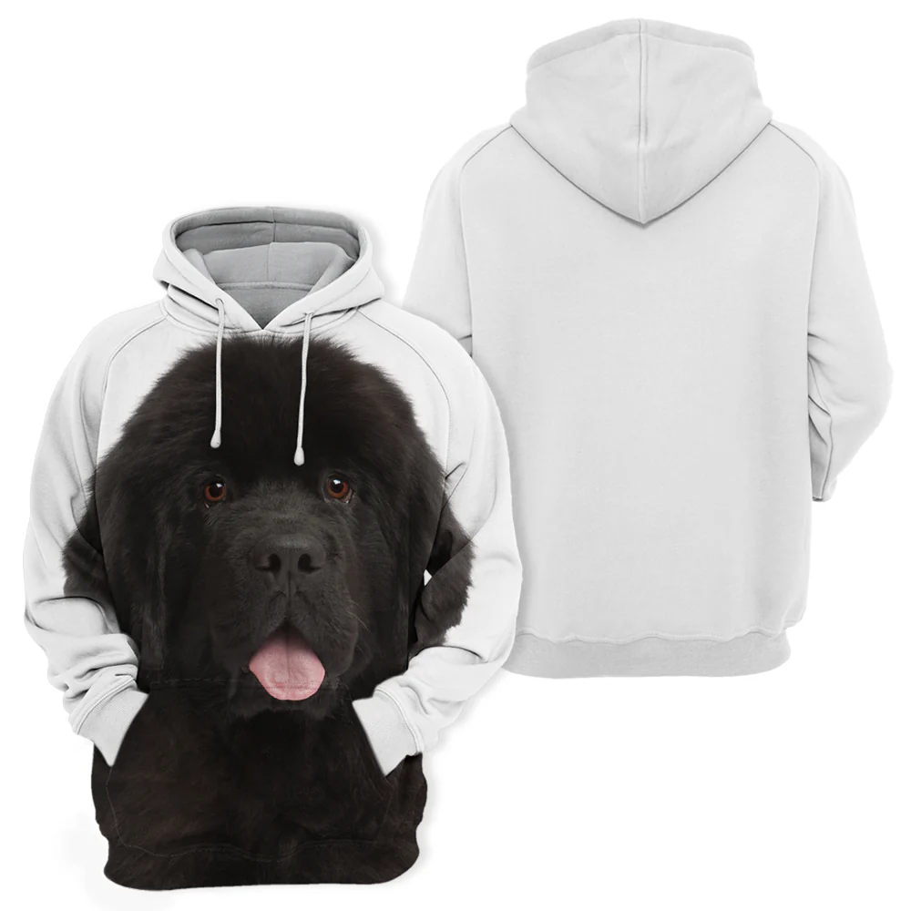 Unisex Hoodie | Comfortabele Trui Voor Dierenliefhebbers | Newfoundland Puppy Print - Image 2
