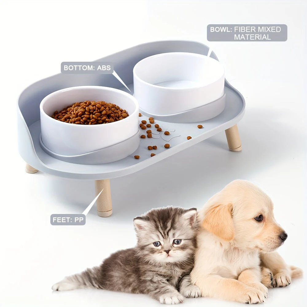 Verhoogde dubbele voerbak voor katten en honden | Ergonomisch ontwerp | Antislip | Duurzame materialen | Eenvoudig te reinigen | Modern voor kleine en middelgrote huisdieren - Image 3