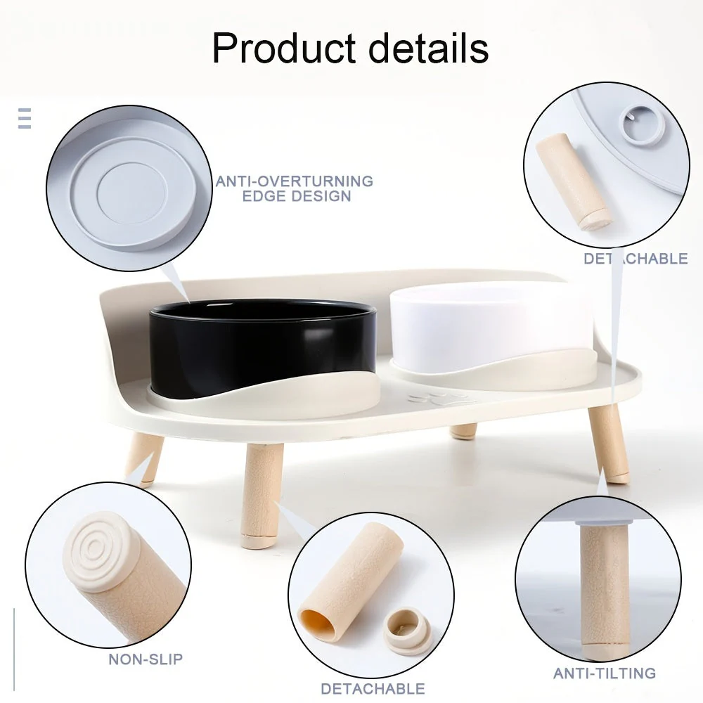 Verhoogde dubbele voerbak voor katten en honden | Ergonomisch ontwerp | Antislip | Duurzame materialen | Eenvoudig te reinigen | Modern voor kleine en middelgrote huisdieren - Image 8