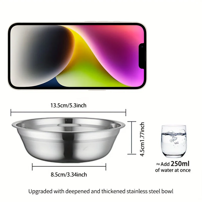 Verhoogde kattenvoerbak set van hout en roestvrij staal | Ergonomische dubbele voerbak | Comfortabel eten en drinken voor katten | Makkelijk schoon te maken | Stabiel en duurzaam | 31,5 x 16 x 8 cm - Image 7