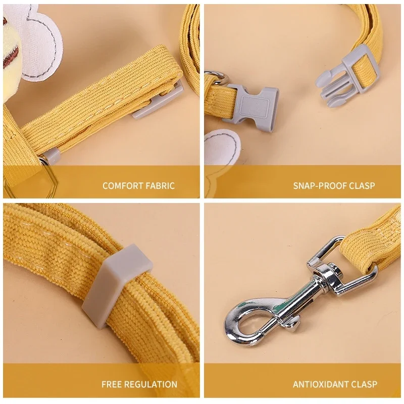 Verstelbaar Wandervest en Lijn voor Katten en Kleine Honden | Cartoon Bijenmotief | Zacht Polyester | Inclusief Bijpassende Riem - Image 6