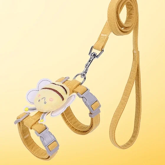 Verstelbaar Wandervest en Lijn voor Katten en Kleine Honden | Cartoon Bijenmotief | Zacht Polyester | Inclusief Bijpassende Riem - Image 7