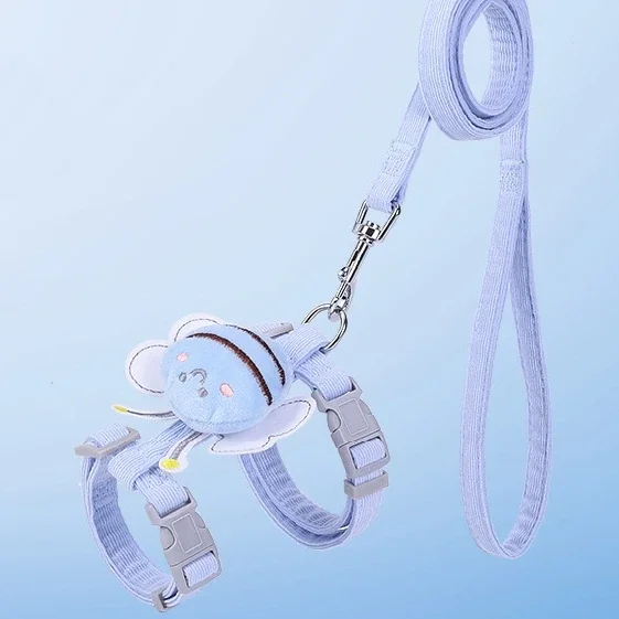 Verstelbaar Wandervest en Lijn voor Katten en Kleine Honden | Cartoon Bijenmotief | Zacht Polyester | Inclusief Bijpassende Riem - Image 8