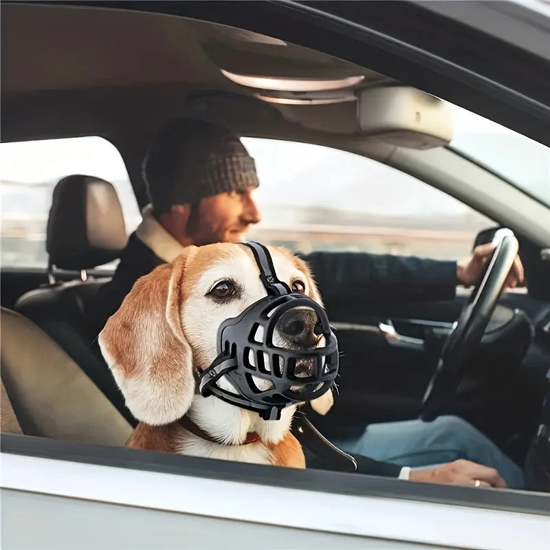 Verstelbare hondenmuilkorf van zacht rubber | Ademend ontwerp | Reflecterende nylon banden | Geschikt voor training en wandelen | Voor kleine tot grote honden - Image 10