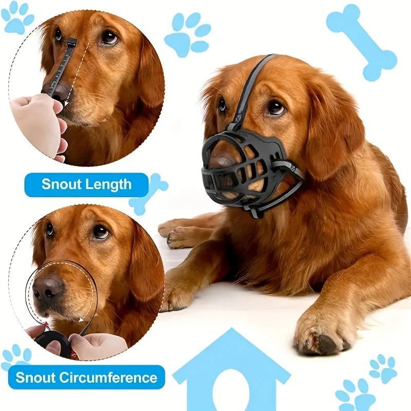 Verstelbare hondenmuilkorf van zacht rubber | Ademend ontwerp | Reflecterende nylon banden | Geschikt voor training en wandelen | Voor kleine tot grote honden - Image 9