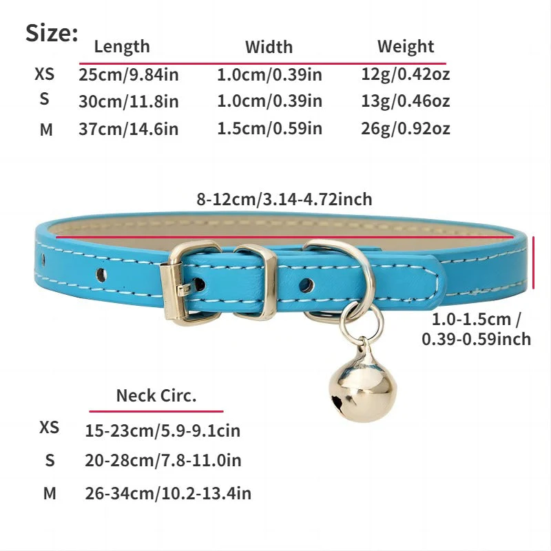 Verstelbare kattenhalsband kunstleer met bel | Veiligheidsbuckle | Metalen gesp | Voor katten van klein tot middelgroot | Meerdere maten - Image 5