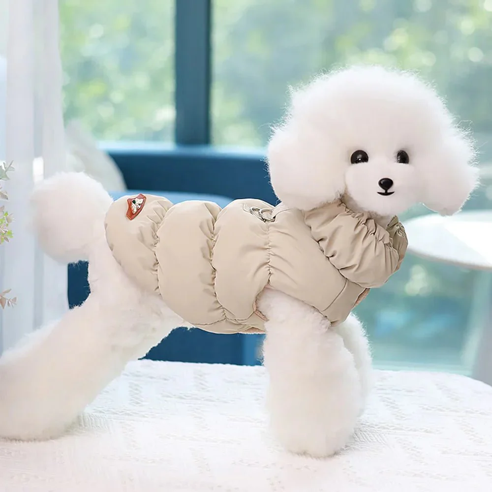 Zachte Gevoerde Jas Voor Honden En Katten | Winterjas Met Warme Binnenvoering | Ideaal Voor Kleine Rassen | Geschikt Voor Herfst En Winter | Verkrijgbaar In Roze, Blauw, Kaki | Comfortabele Pasvorm - Image 12