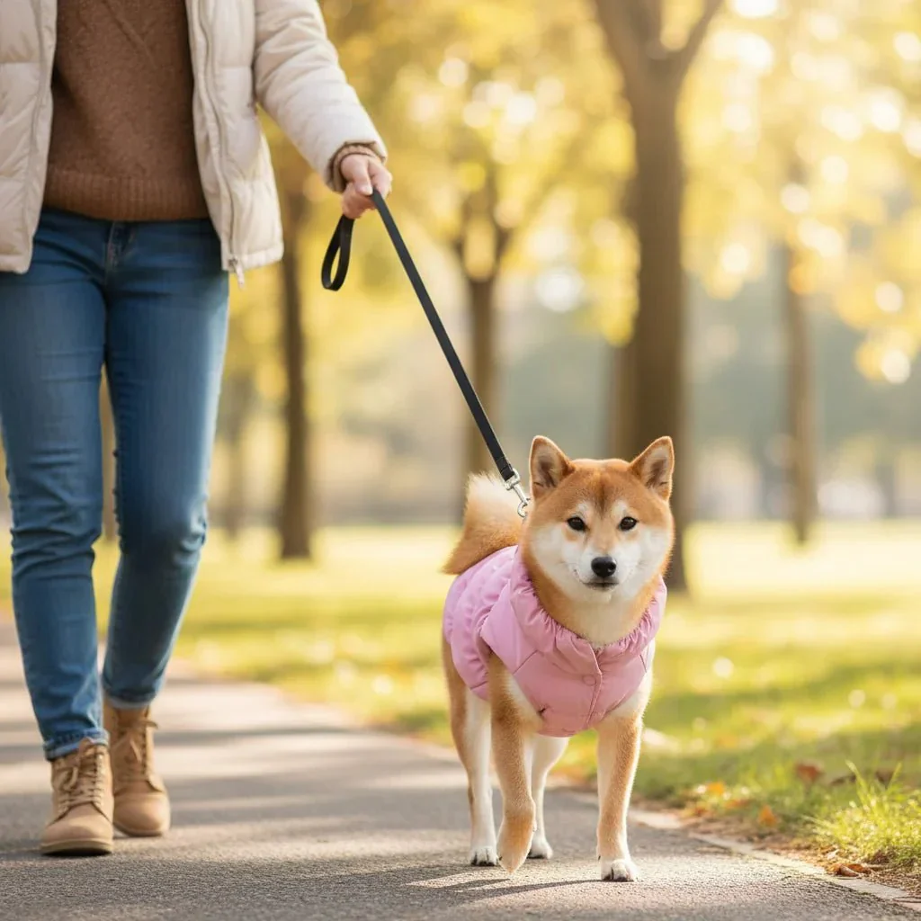 Zachte Gevoerde Jas Voor Honden En Katten | Winterjas Met Warme Binnenvoering | Ideaal Voor Kleine Rassen | Geschikt Voor Herfst En Winter | Verkrijgbaar In Roze, Blauw, Kaki | Comfortabele Pasvorm - Image 5