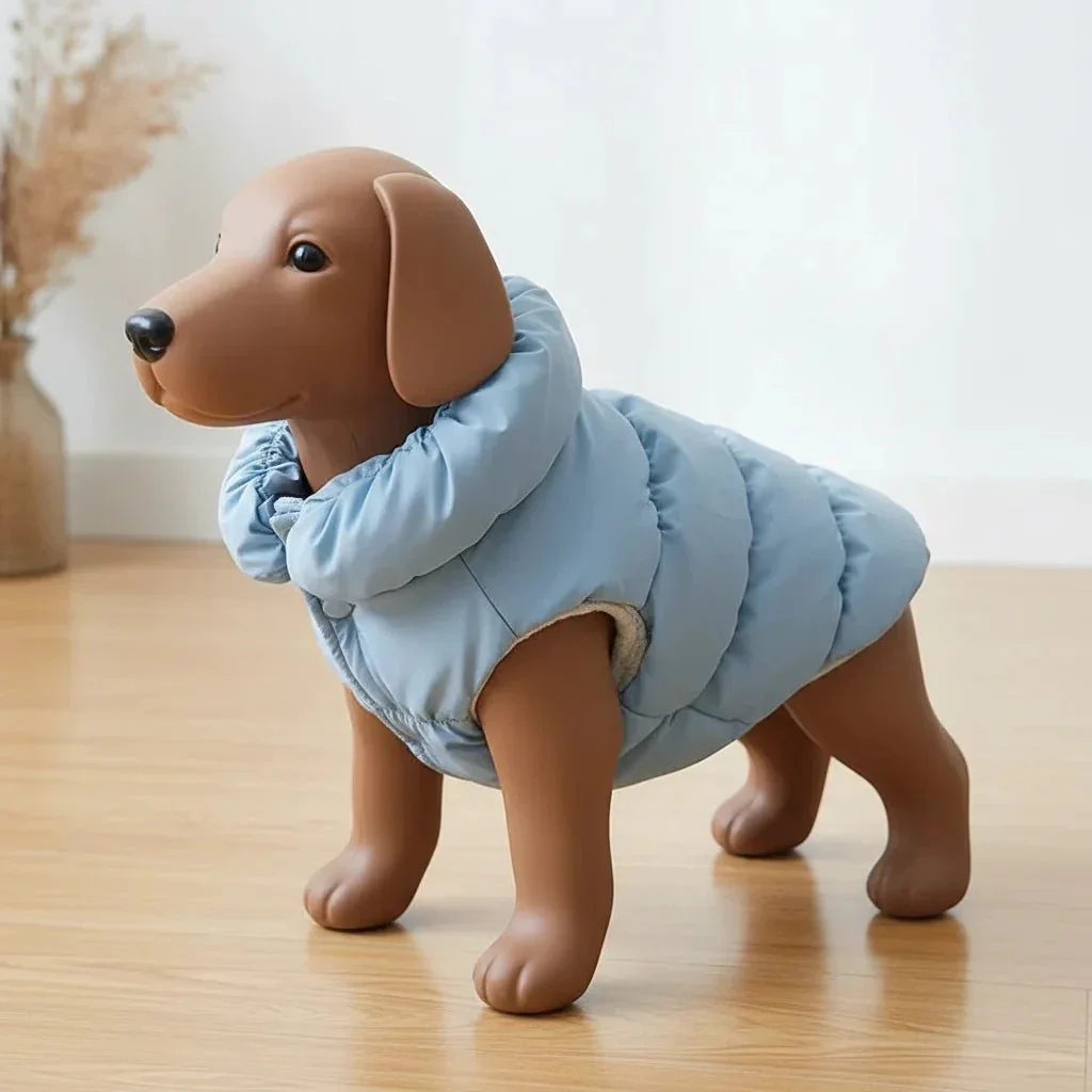 Zachte Gevoerde Jas Voor Honden En Katten | Winterjas Met Warme Binnenvoering | Ideaal Voor Kleine Rassen | Geschikt Voor Herfst En Winter | Verkrijgbaar In Roze, Blauw, Kaki | Comfortabele Pasvorm - Image 6