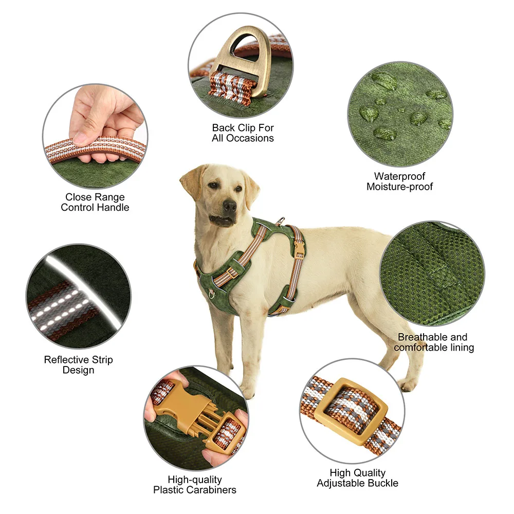Didog Hondenharnas Nylon en PU | Waterdicht en Verstelbaar | Reflecterende Strip | Wandelen en Training | Groen, Rood, Bruin | Geschikt voor Kleine, Middelgrote en Grote Honden | Duurzaam en Veilig - Image 3