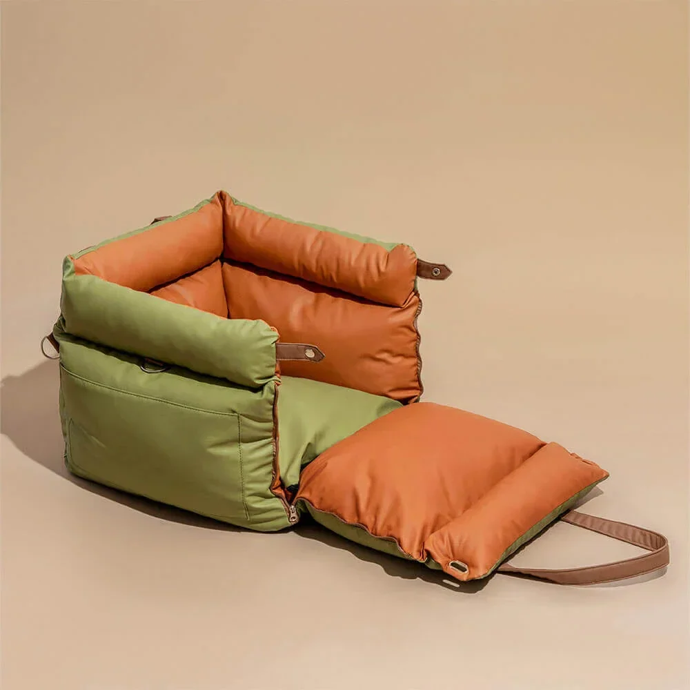 VOFORD Luxe Autostoel Huisdier | Kunstleer | Waterdicht & Antibacterieel | Comfortabel & Veilig | Draagbaar | Ideaal voor Honden & Katten | Inclusief Leash | Ruime Opslag | Handwasbaar