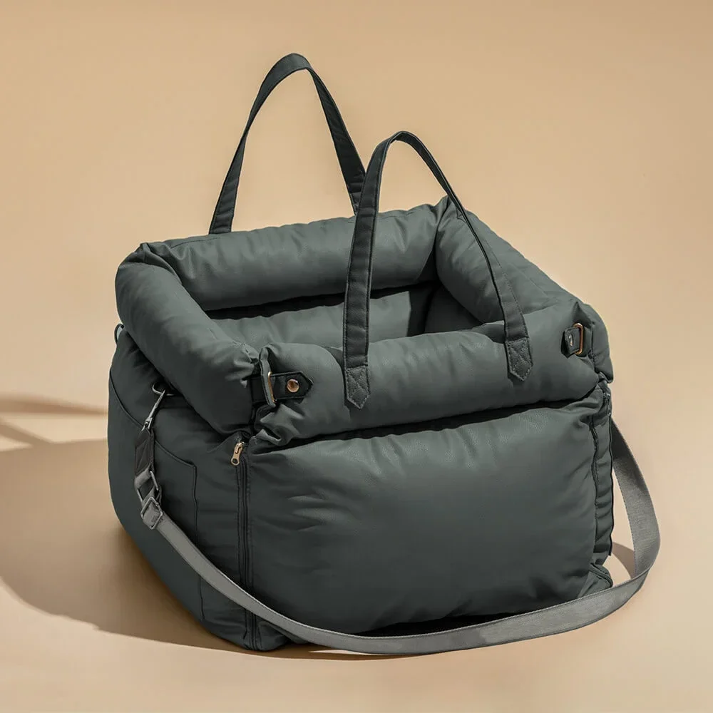 VOFORD Luxe Autostoel Huisdier | Kunstleer | Waterdicht & Antibacterieel | Comfortabel & Veilig | Draagbaar | Ideaal voor Honden & Katten | Inclusief Leash | Ruime Opslag | Handwasbaar - Image 2