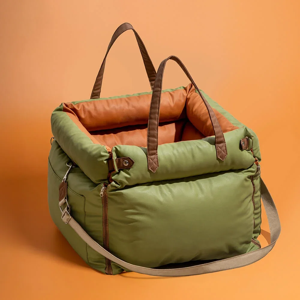 VOFORD Luxe Autostoel Huisdier | Kunstleer | Waterdicht & Antibacterieel | Comfortabel & Veilig | Draagbaar | Ideaal voor Honden & Katten | Inclusief Leash | Ruime Opslag | Handwasbaar - Image 3