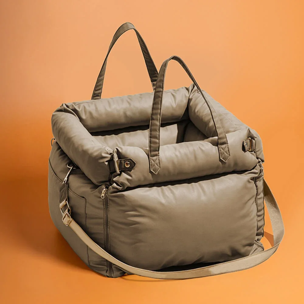 VOFORD Luxe Autostoel Huisdier | Kunstleer | Waterdicht & Antibacterieel | Comfortabel & Veilig | Draagbaar | Ideaal voor Honden & Katten | Inclusief Leash | Ruime Opslag | Handwasbaar - Image 4