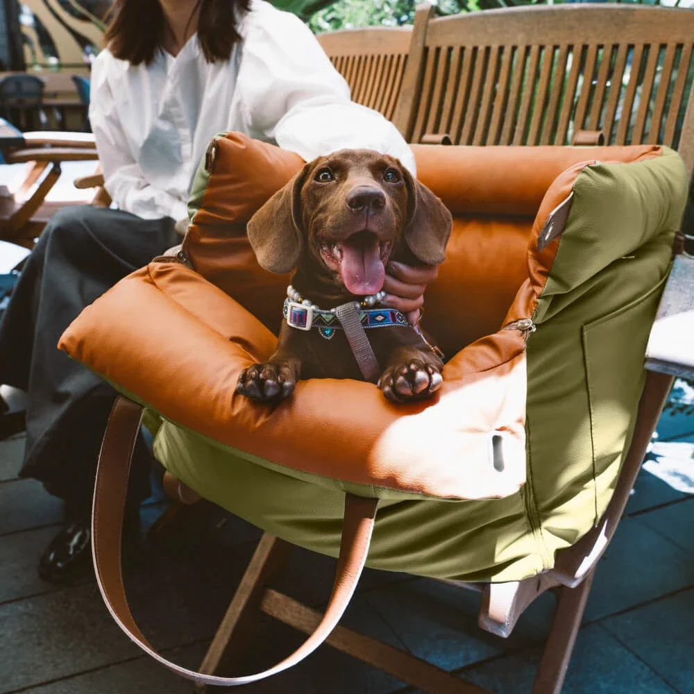 VOFORD Luxe Autostoel Huisdier | Kunstleer | Waterdicht & Antibacterieel | Comfortabel & Veilig | Draagbaar | Ideaal voor Honden & Katten | Inclusief Leash | Ruime Opslag | Handwasbaar - Image 6