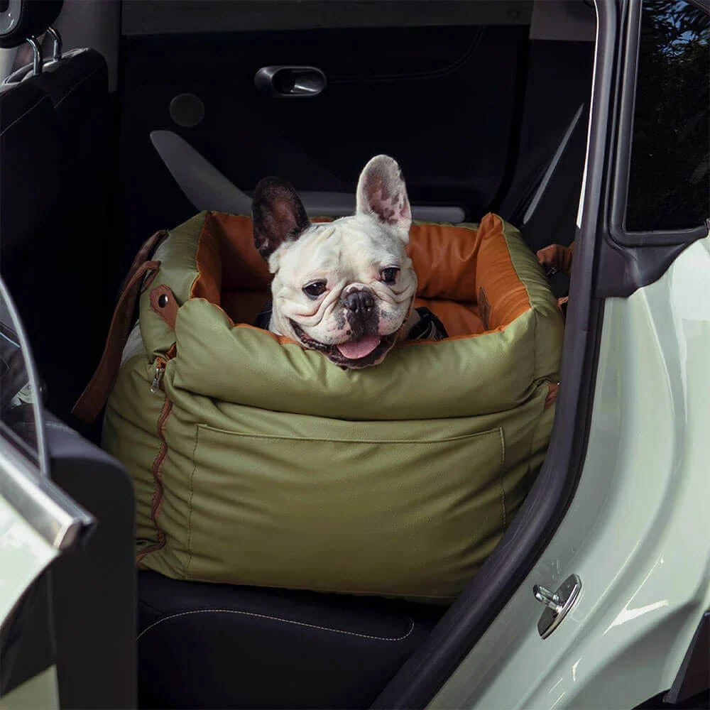 VOFORD Luxe Autostoel Huisdier | Kunstleer | Waterdicht & Antibacterieel | Comfortabel & Veilig | Draagbaar | Ideaal voor Honden & Katten | Inclusief Leash | Ruime Opslag | Handwasbaar - Image 7