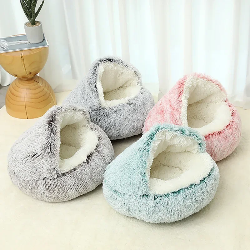 Pluche Winter Kattenmand | Ronde Slaapzak | Huisdieren Nest | Ademend | Voor Katten & Kleine Honden - Image 2