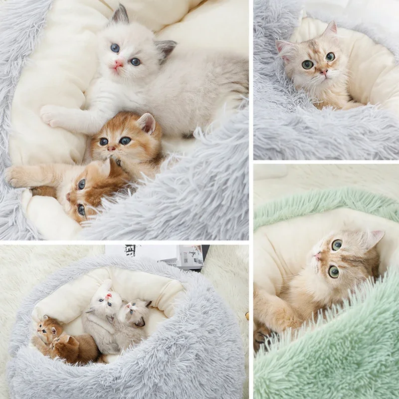 Pluche Winter Kattenmand | Ronde Slaapzak | Huisdieren Nest | Ademend | Voor Katten & Kleine Honden - Image 4