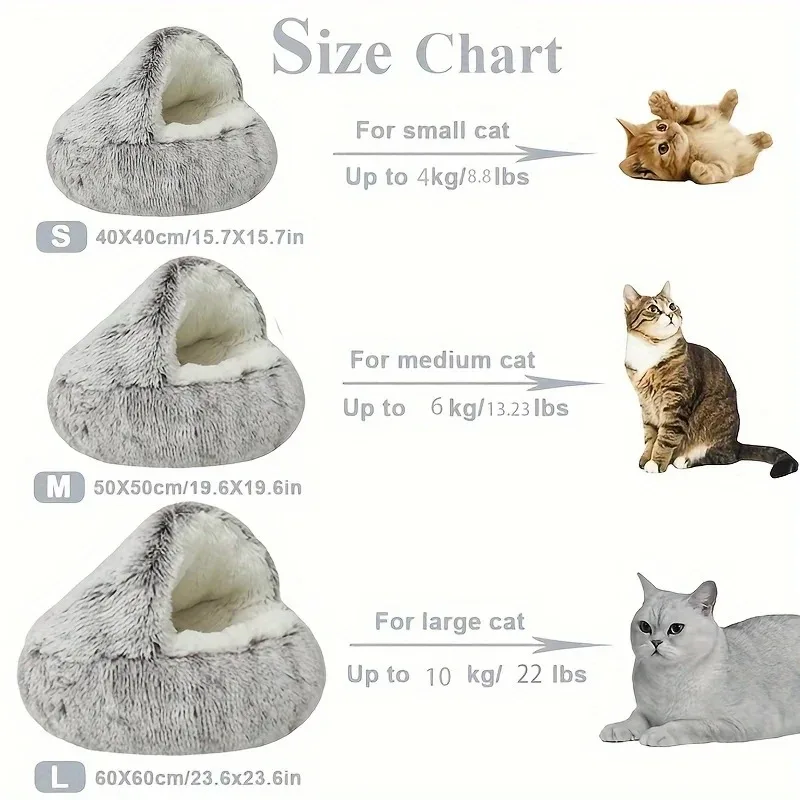 Pluche Winter Kattenmand | Ronde Slaapzak | Huisdieren Nest | Ademend | Voor Katten & Kleine Honden - Image 6