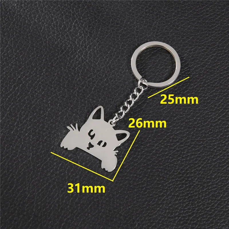 Sleutelhanger Dames | Schattige Kitten Katje Hanger | RVS Sleutelring voor Tas, Rugzak, Portemonnee of Autosleutels | Zilver | Cadeau Accessoire - Image 2