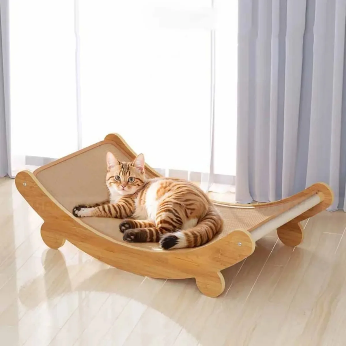 Houten Kattenklimrek | Slijtvast Sisal Krabplank | Uitneembaar Kattenbed | Kitten Speelgoed | Multifunctioneel Slaapbed | Antislip en Duurzaam | Voor Elke Seizoen | Geschikt Voor Katten Tot 6 kg - Image 2