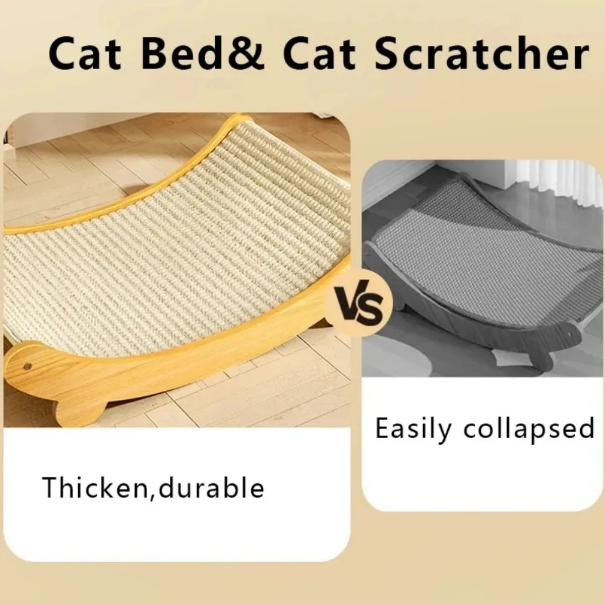 Houten Kattenklimrek | Slijtvast Sisal Krabplank | Uitneembaar Kattenbed | Kitten Speelgoed | Multifunctioneel Slaapbed | Antislip en Duurzaam | Voor Elke Seizoen | Geschikt Voor Katten Tot 6 kg - Image 4