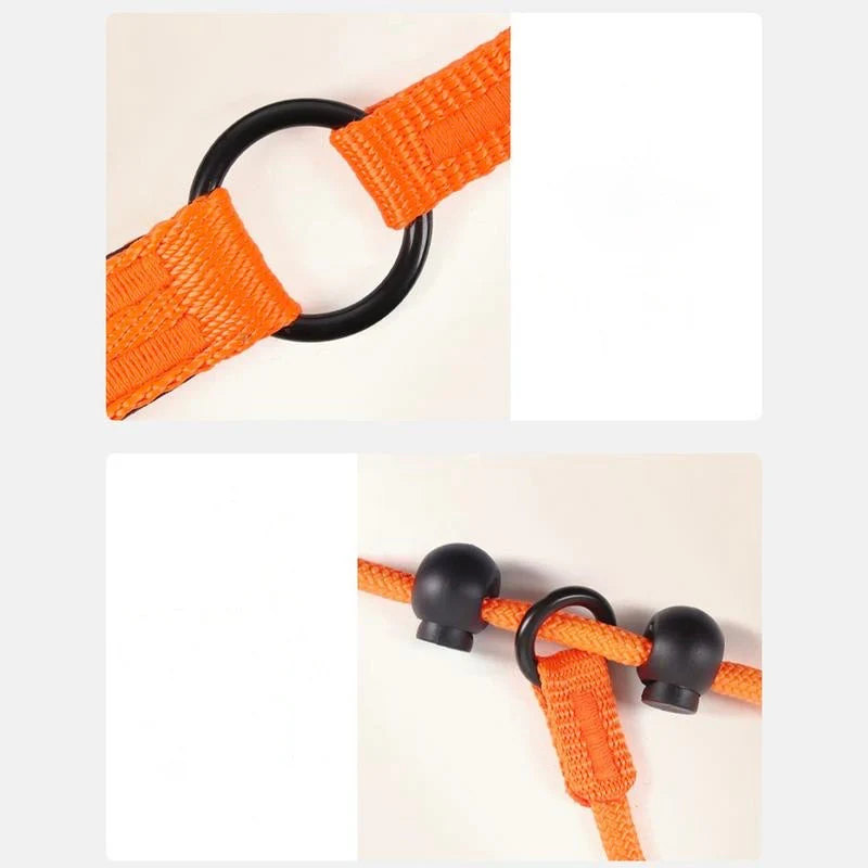 Reflecterende Gevlochten Nylon Looplijn | Glow-In-Dark Veiligheid | Comfortabele Zachte Grip | Ademend Duurzaam | Ideaal voor Nachtelijke Wandelingen en Training | 170cm - Oranje/Zwart/Groen - Image 3
