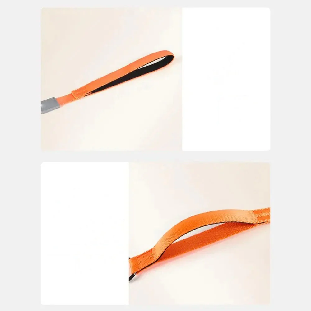 Reflecterende Gevlochten Nylon Looplijn | Glow-In-Dark Veiligheid | Comfortabele Zachte Grip | Ademend Duurzaam | Ideaal voor Nachtelijke Wandelingen en Training | 170cm - Oranje/Zwart/Groen - Image 4