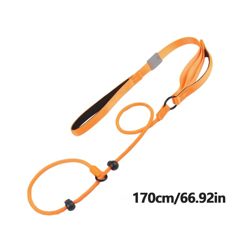 Reflecterende Gevlochten Nylon Looplijn | Glow-In-Dark Veiligheid | Comfortabele Zachte Grip | Ademend Duurzaam | Ideaal voor Nachtelijke Wandelingen en Training | 170cm - Oranje/Zwart/Groen - Image 9