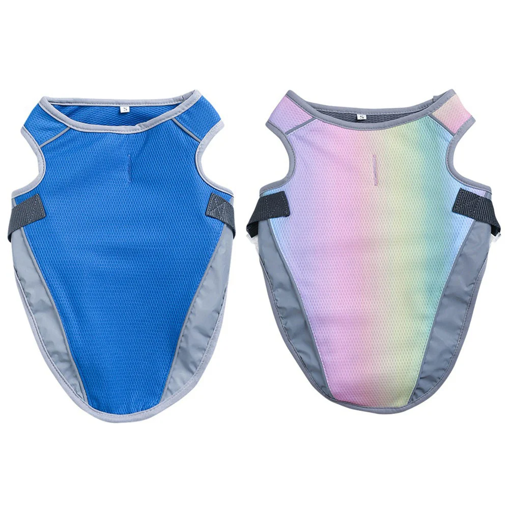Verkoelend Hondenvest | Verstelbaar & Reflecterend | Hond Hittebescherming | Comfortabel Ademend Mesh | Harnasvriendelijk | Blauw & Regenboog | S-XXL - Image 9