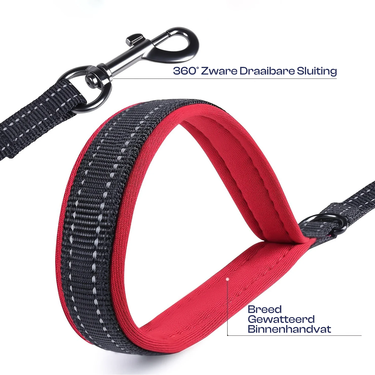 Dubbele Handgreep Hondenriem | Reflecterend voor Nachtwandelingen | Duurzaam Polyester | Geschikt voor Grote Sterke Honden - Image 5